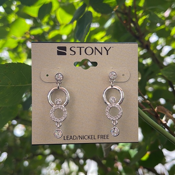 Silver Rhinestone Earrings - Picture 5 of 11